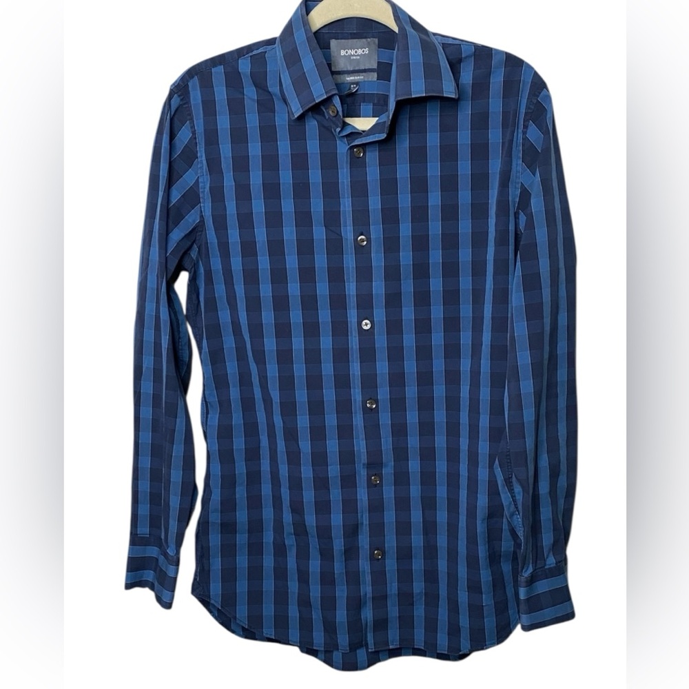 Bonobos Blue Checkered Casual Button Down Shirt